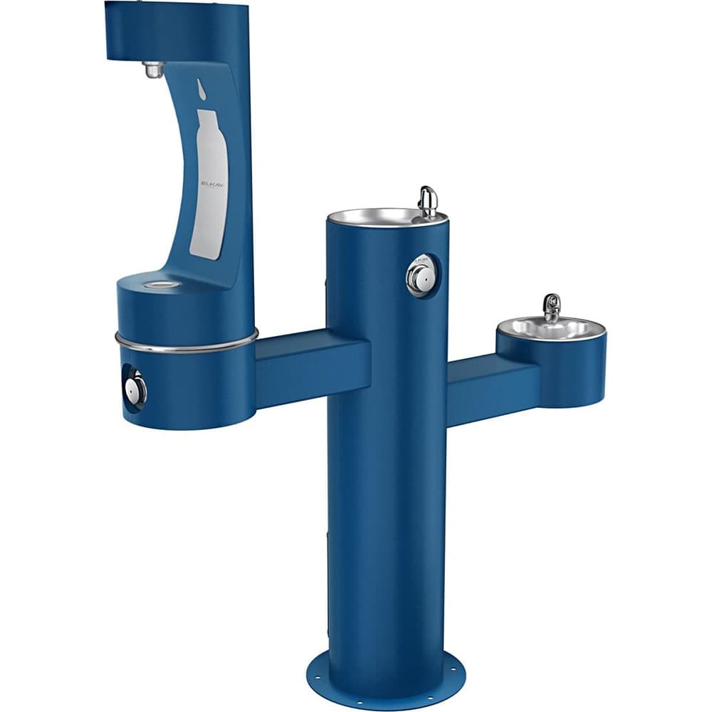 Elkay LK4430BF1MFRKBLU Outdoor Bottle Filling Station w/ (2) Drinking Fountains - 57"H, Non Refrigerated, Blue