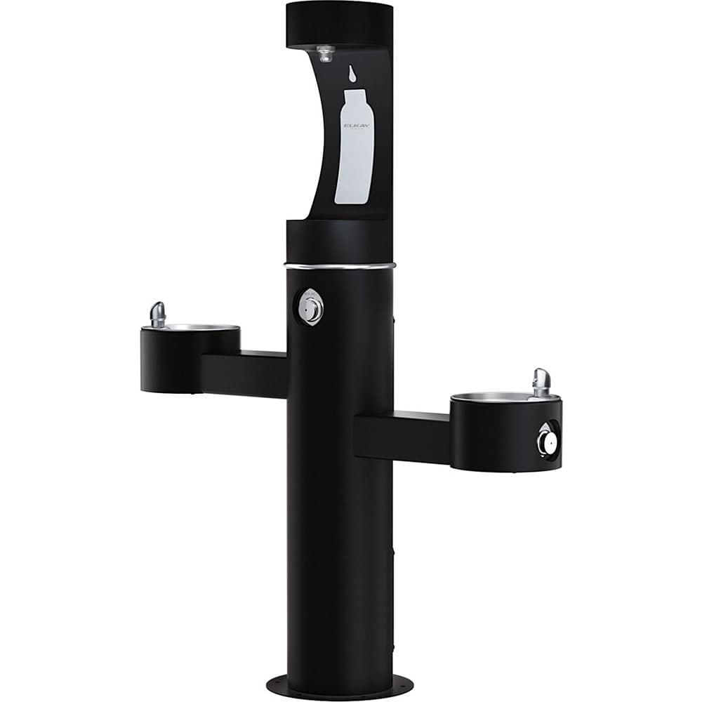 Elkay LK4430BF1UFRKBLK Outdoor Bottle Filling Station w/ (2) Drinking Fountains - 64"H, Non Refrigerated, Black