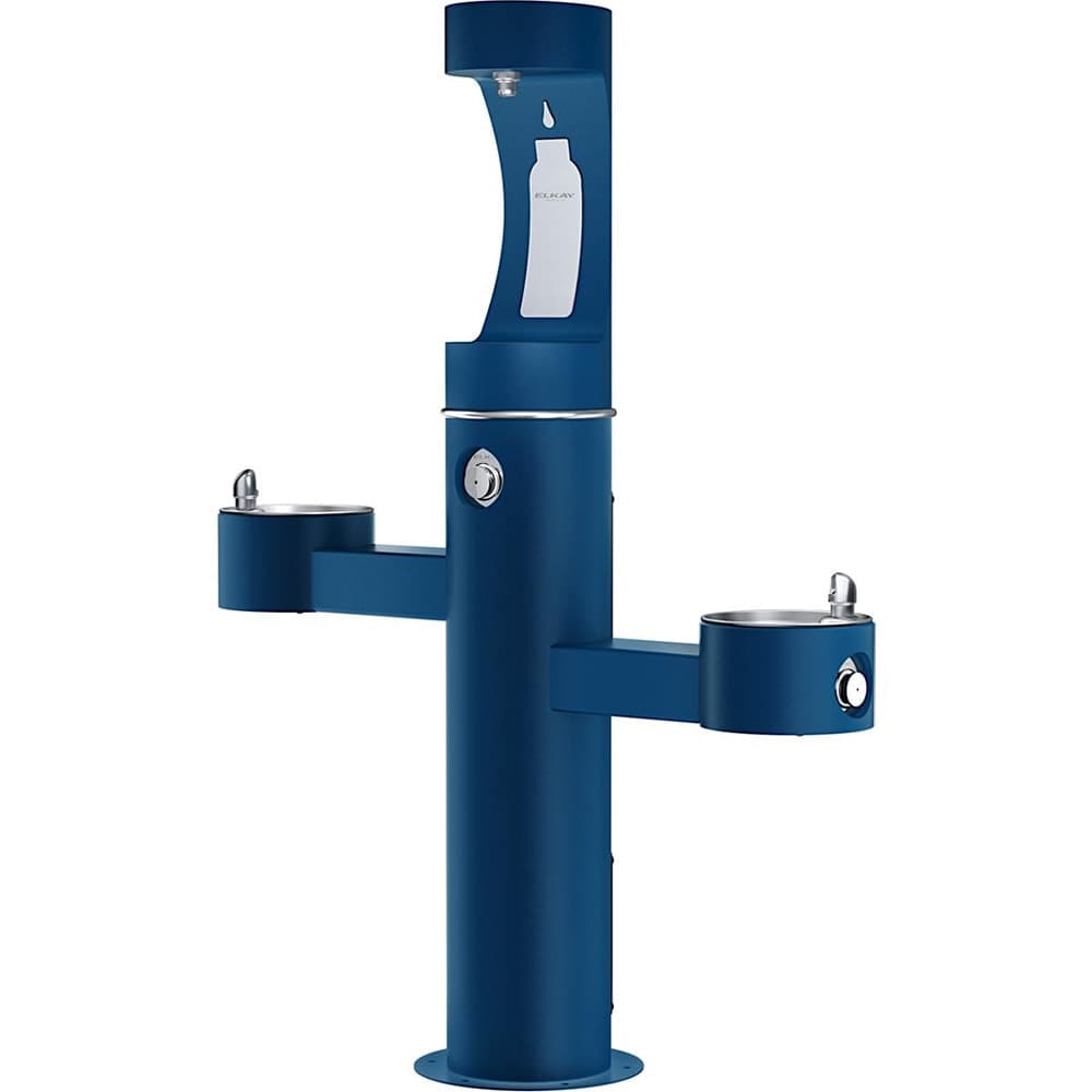 Elkay LK4430BF1UFRKBLU Outdoor Bottle Filling Station w/ (2) Drinking Fountains - 64"H, Non Refrigerated, Blue