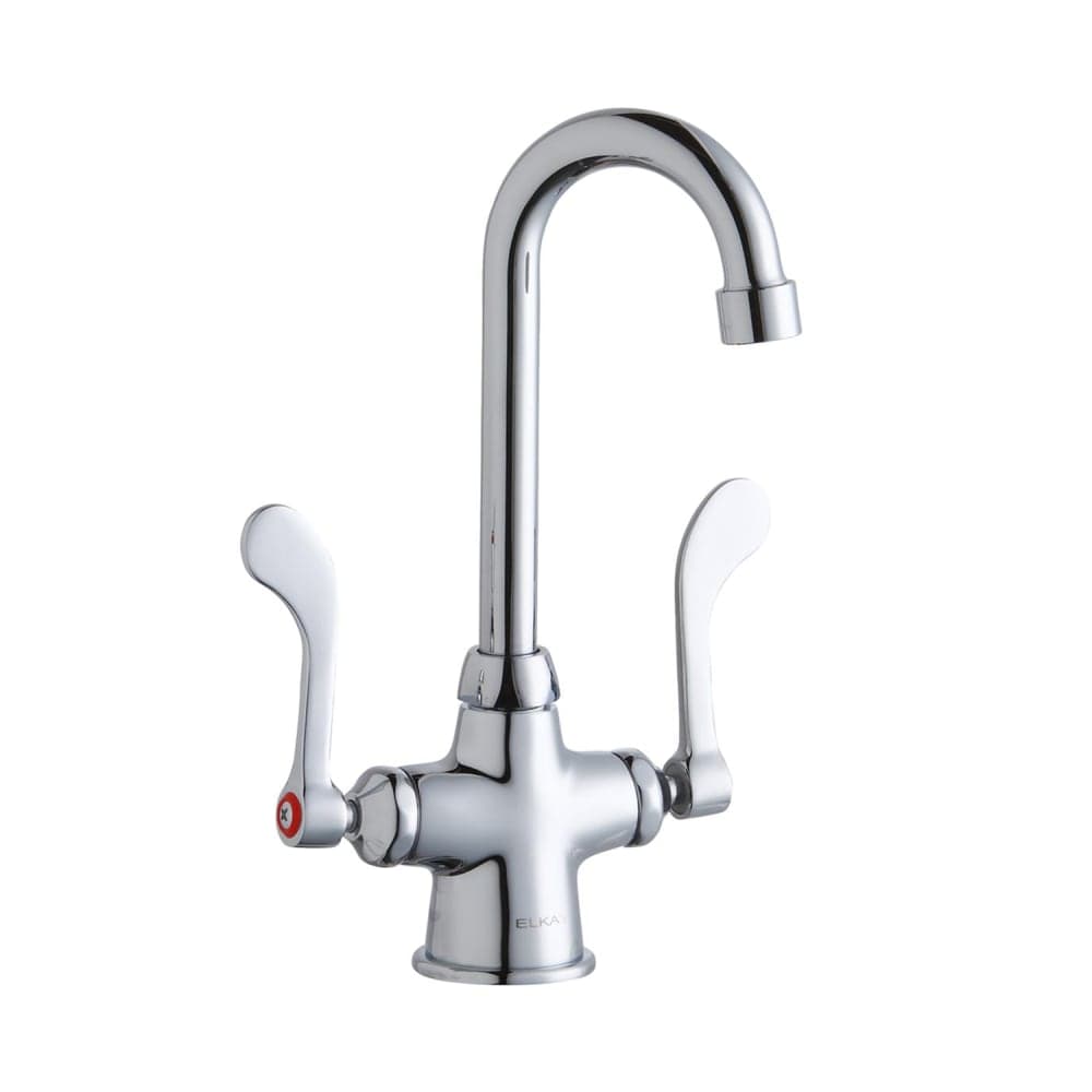 Elkay LK500GN04T4 Deck Mount Double Pantry Faucet w/ 4" Gooseneck Swing Spout & 4" Wrist Blade Handles