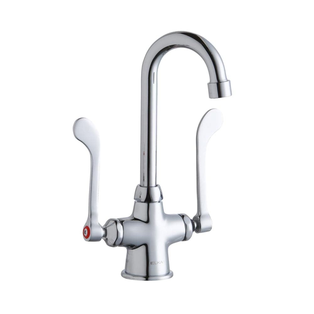 Elkay LK500GN04T6 Deck Mount Double Pantry Faucet w/ 4" Gooseneck Swing Spout & 6" Wrist Blade Handles