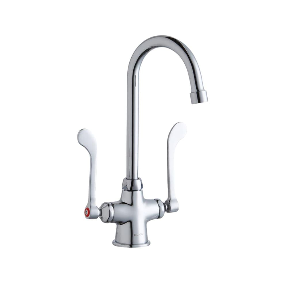 Elkay LK500GN05T6 Deck Mount Double Pantry Faucet w/ 5" Gooseneck Swing Spout & 6" Wrist Blade Handles