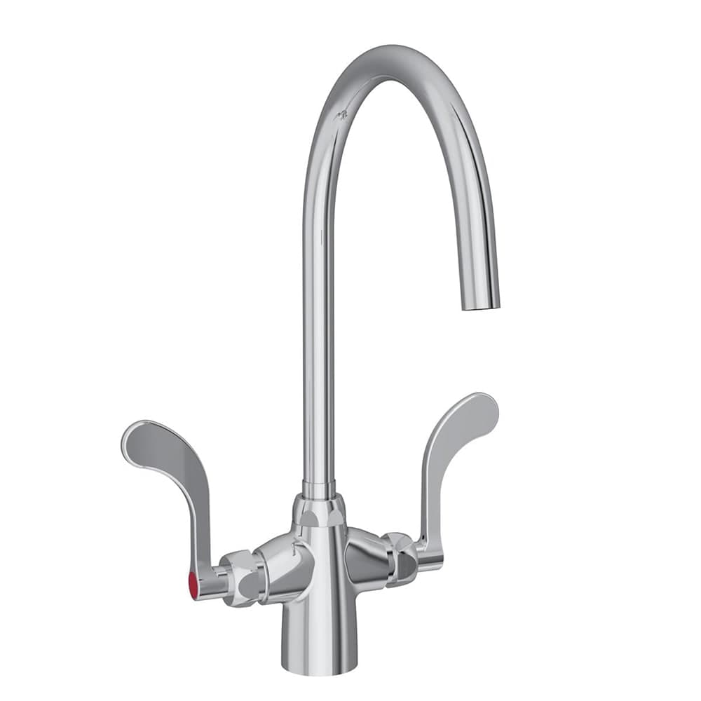 Elkay LK500GN08T4 Deck Mount Double Pantry Faucet w/ 8" Gooseneck Swing Spout & 4" Wrist Blade Handles