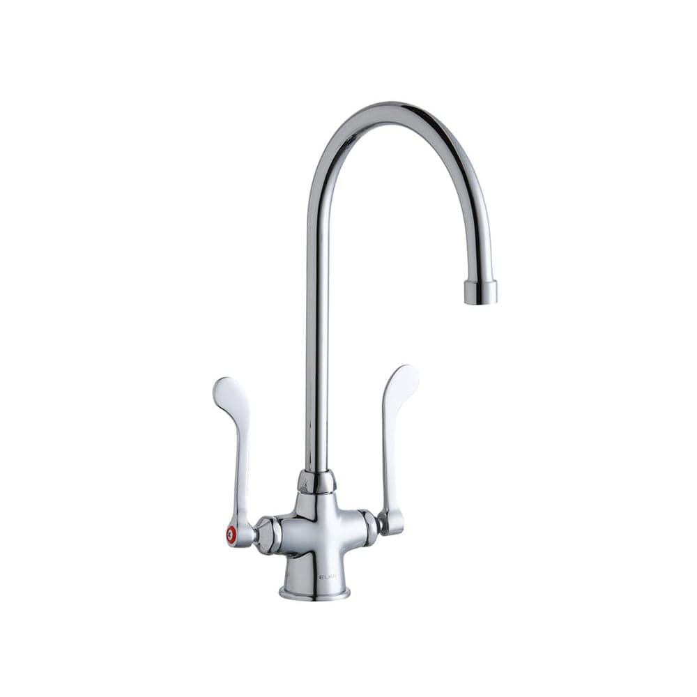 Elkay LK500GN08T6 Deck Mount Double Pantry Faucet w/ 8" Gooseneck Swing Spout & 6" Wrist Blade Handles