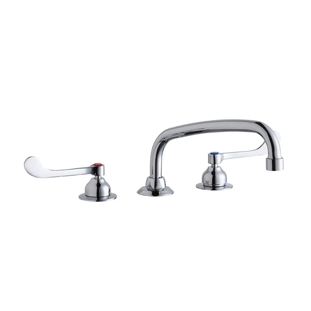 Elkay LK800AT10T6 Deck Mount Faucet w/ 10" Arch Tube Spout & 6" Wrist Blade Handles - 8" Centers