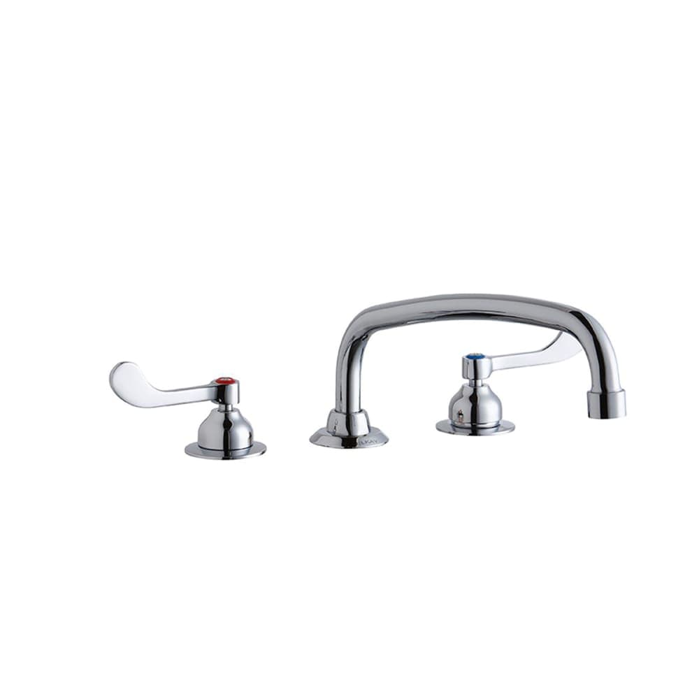 Elkay LK800AT12T4 Deck Mount Faucet w/ 12" Arch Tube Spout & 4" Wrist Blade Handles - 8" Centers