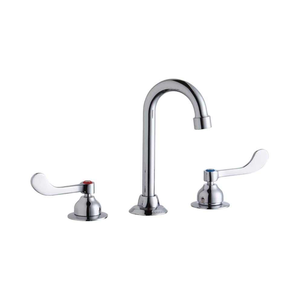 Elkay LK800GN04T4 Deck Mount Faucet w/ 4" Gooseneck Spout & 4" Wrist Blade Handles - 8" Centers