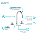 Elkay LK800GN04T6 Deck Mount Faucet w/ 4" Gooseneck Spout & 6" Wrist Blade Handles - 8" Centers thumbnail 4