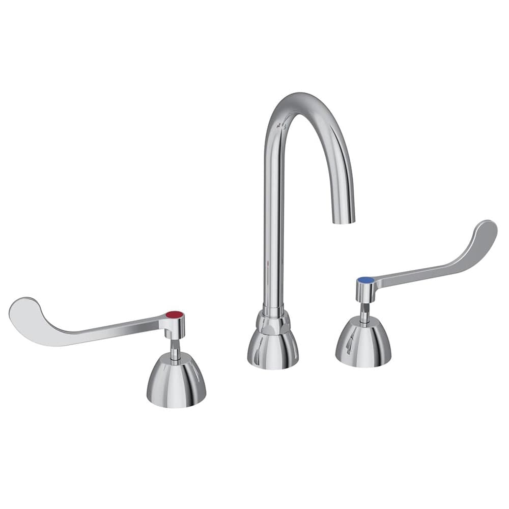Elkay LK800GN05T6 Deck Mount Faucet w/ 5" Gooseneck Spout & 6" Wrist Blade Handles - 8" Centers