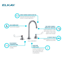 Elkay LK800GN05T6 Deck Mount Faucet w/ 5" Gooseneck Spout & 6" Wrist Blade Handles - 8" Centers thumbnail 4