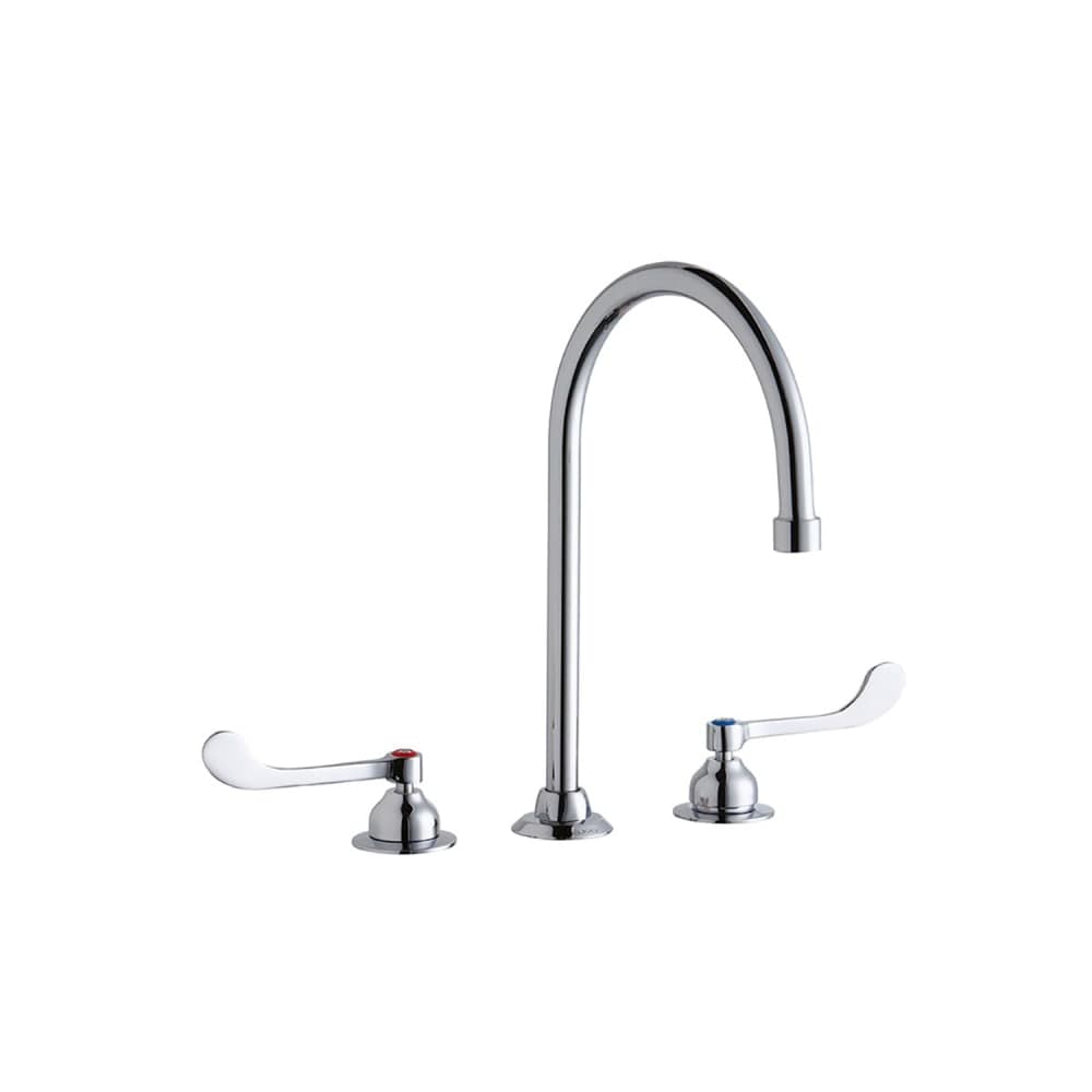 Elkay LK800GN08T6 Deck Mount Faucet w/ 8" Gooseneck Spout & 6" Wrist Blade Handles - 8" Centers