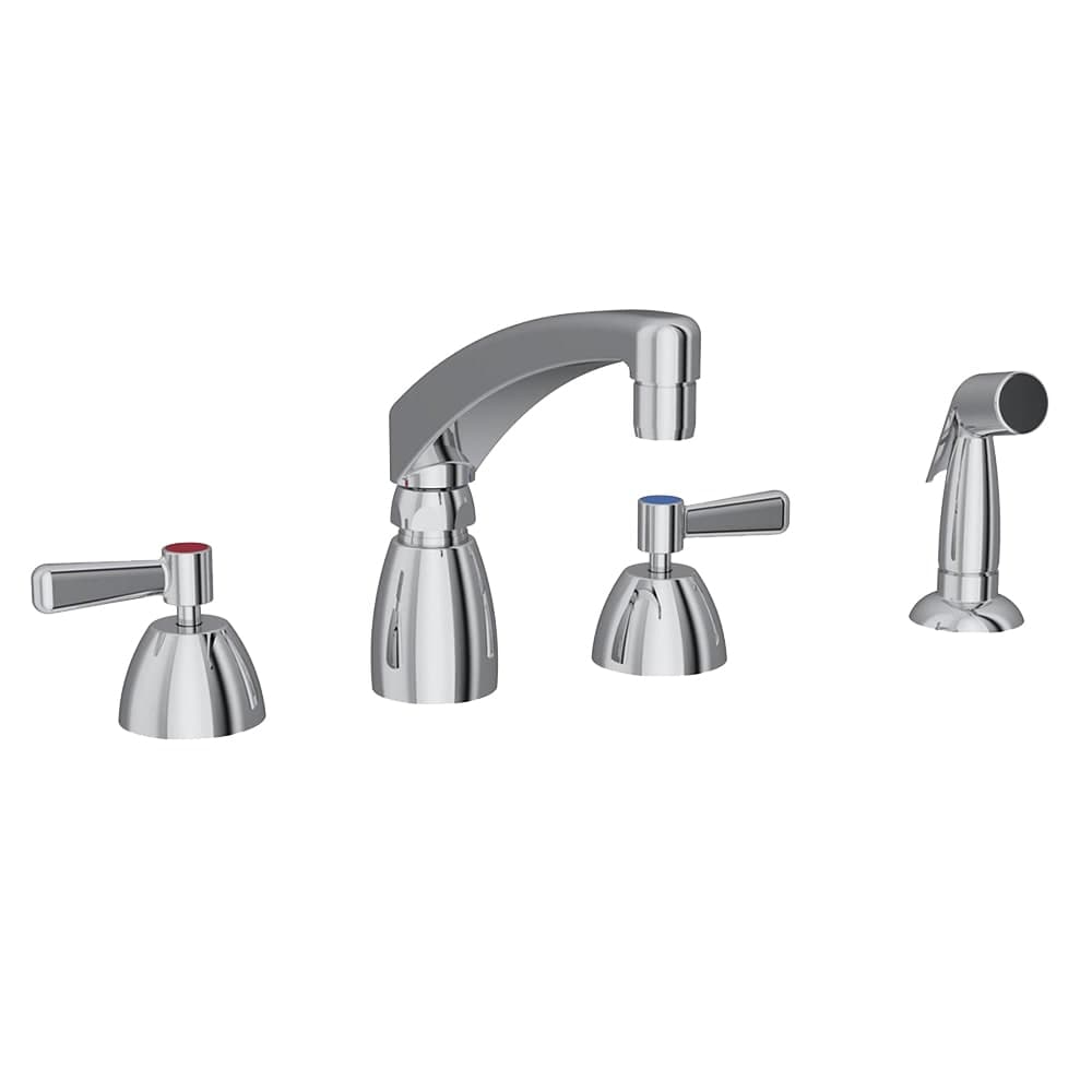 Elkay LK801AT08L2 Deck Mount Faucet w/ Side Spray - 8" Arch Tube Spout & 2" Lever Handles, 8" Centers