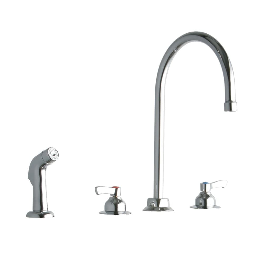 Elkay LK801GN08L2 Deck Mount Faucet w/ Side Spray - 8" Gooseneck Spout & 2" Lever Handles, 8" Centers