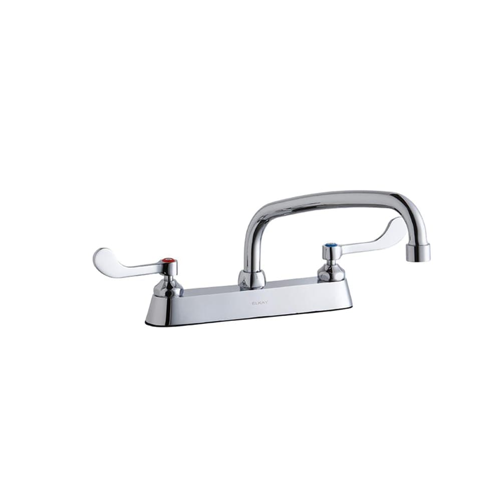 Elkay LK810AT10T4 Deck Mount Faucet w/ 10" Arch Tube Spout & 4" Wrist Blade Handles - 8" Centers