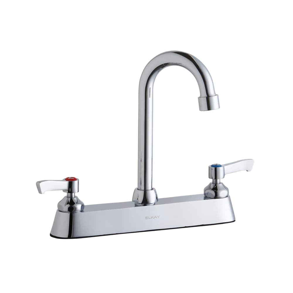 Elkay LK810GN04L2 Deck Mount Faucet w/ 4" Gooseneck Spout & 2" Lever Handles - 8" Centers