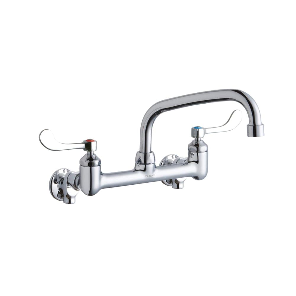 Elkay LK940AT08T4S Splash Mount Faucet w/ 8" Arched Swing Spout & 4" Wrist Blade Handles - 8" Centers
