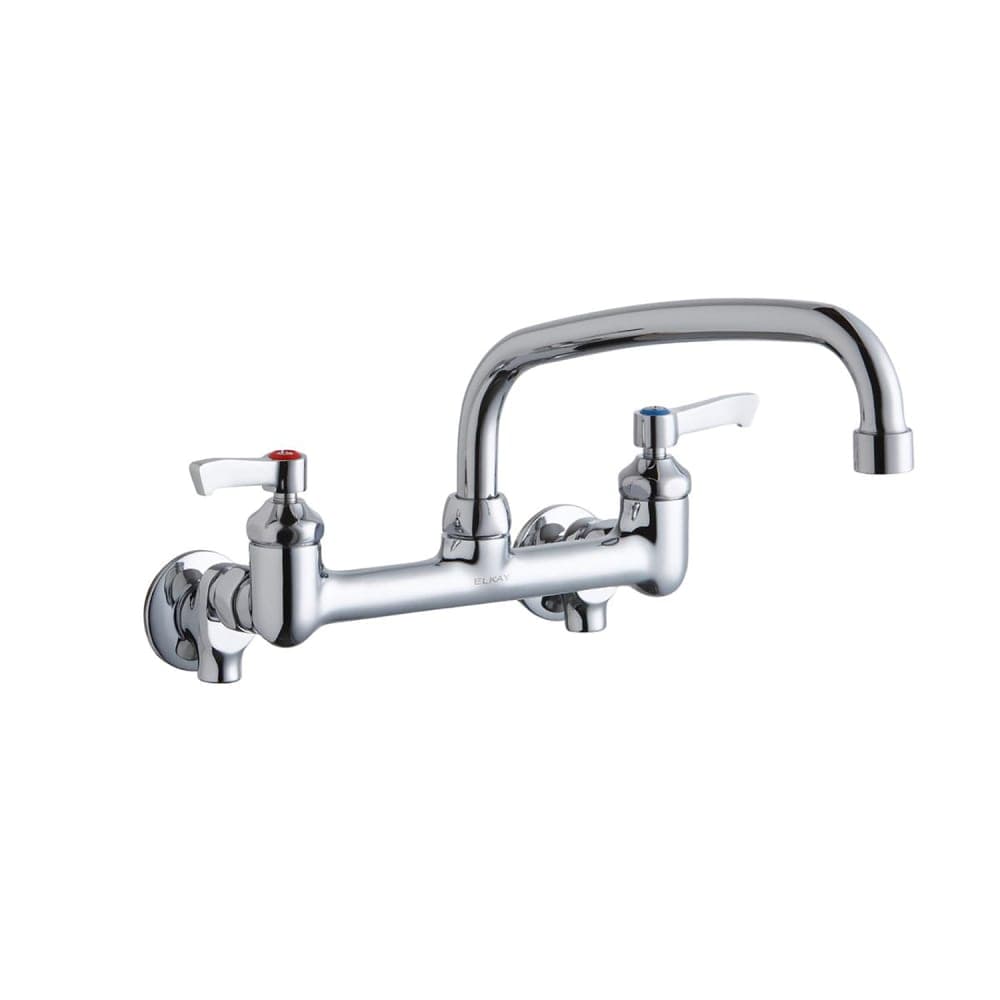 Elkay LK940AT10L2S Splash Mount Faucet w/ 10" Arched Swing Spout & 2" Lever Handles - 8" Centers