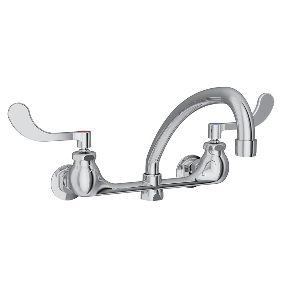 Elkay LK940AT10T4H Splash Mount Faucet w/ 10" Arched Swing Spout & 4" Wrist Blade Handles - 8" Centers
