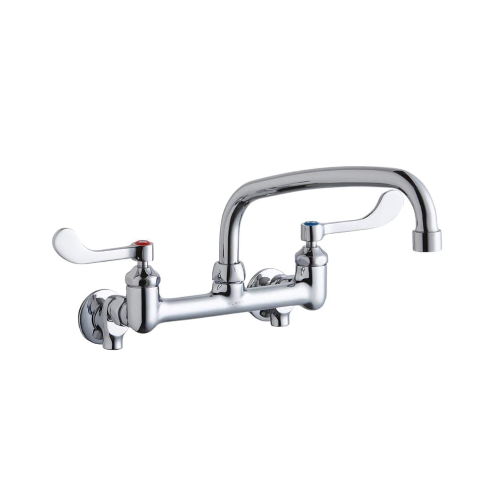 Elkay LK940AT10T4S Splash Mount Faucet w/ 10" Arched Swing Spout & 4" Wrist Blade Handles - 8" Centers