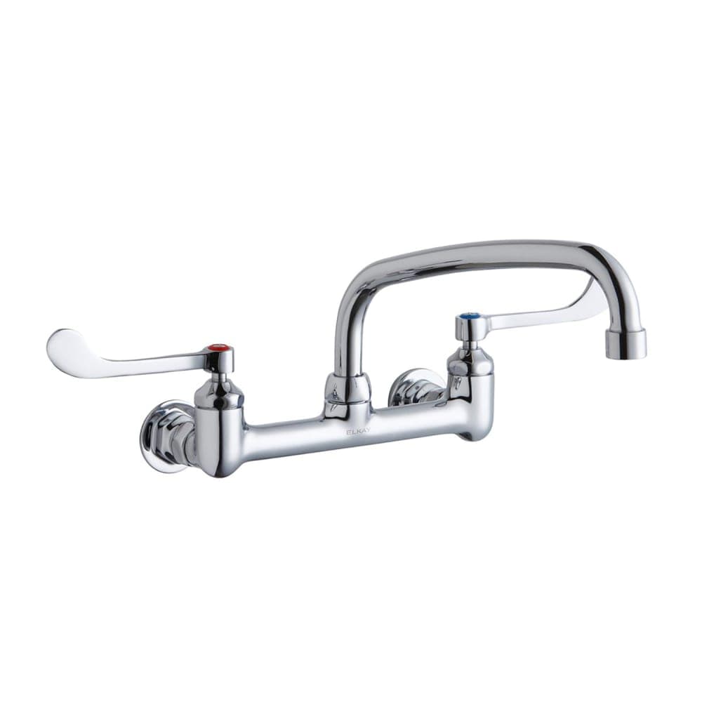 Elkay LK940AT10T6H Splash Mount Faucet w/ 10" Arched Swing Spout & 6" Wrist Blade Handles - 8" Centers