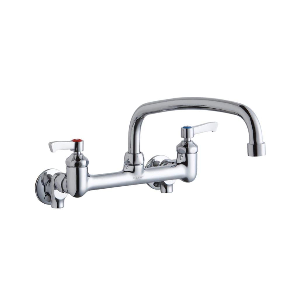 Elkay LK940AT12L2S Splash Mount Faucet w/ 12" Arched Swing Spout & 2" Lever Handles - 8" Centers