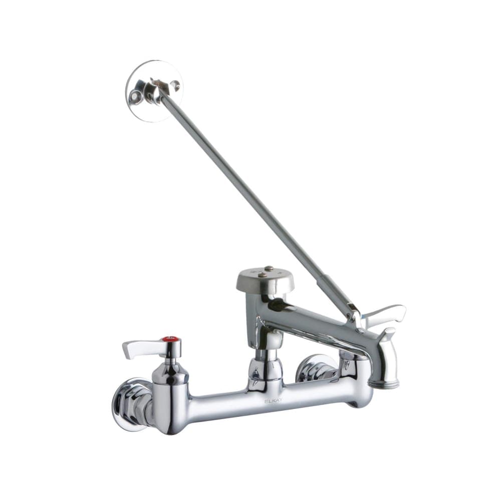 Elkay LK940BP07L2H Splash Mount Faucet w/ 7" Polished Bucket Hook Spout & 2" Wrist Blade Handles - 8" Centers