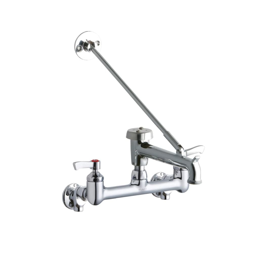 Elkay LK940BP07L2S Splash Mount Faucet w/ 7" Polished Bucket Hook Spout & 2" Wrist Blade Handles - 8" Centers