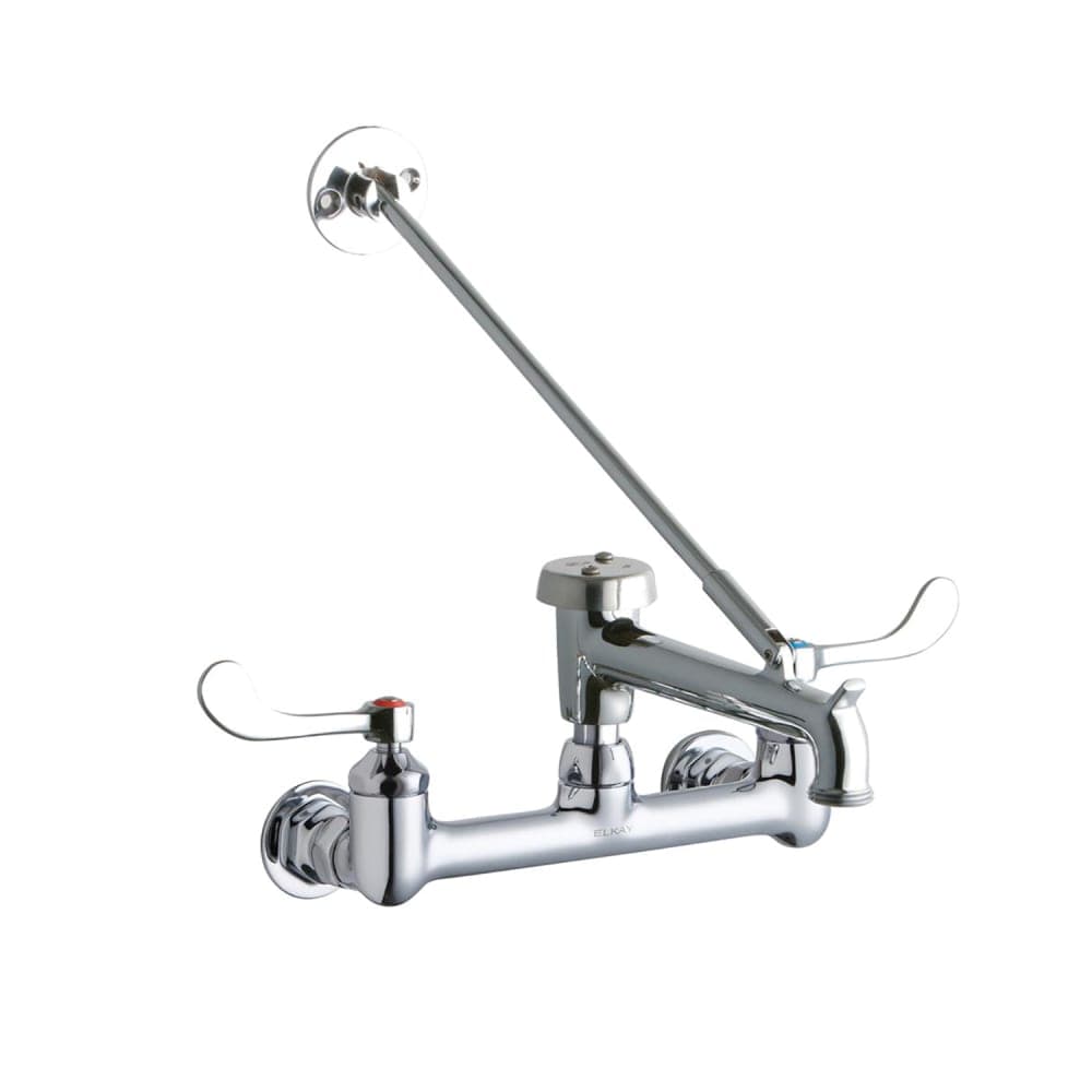 Elkay LK940BP07T4H Splash Mount Faucet w/ 7" Polished Bucket Hook Spout & 4" Wrist Blade Handles - 8" Centers