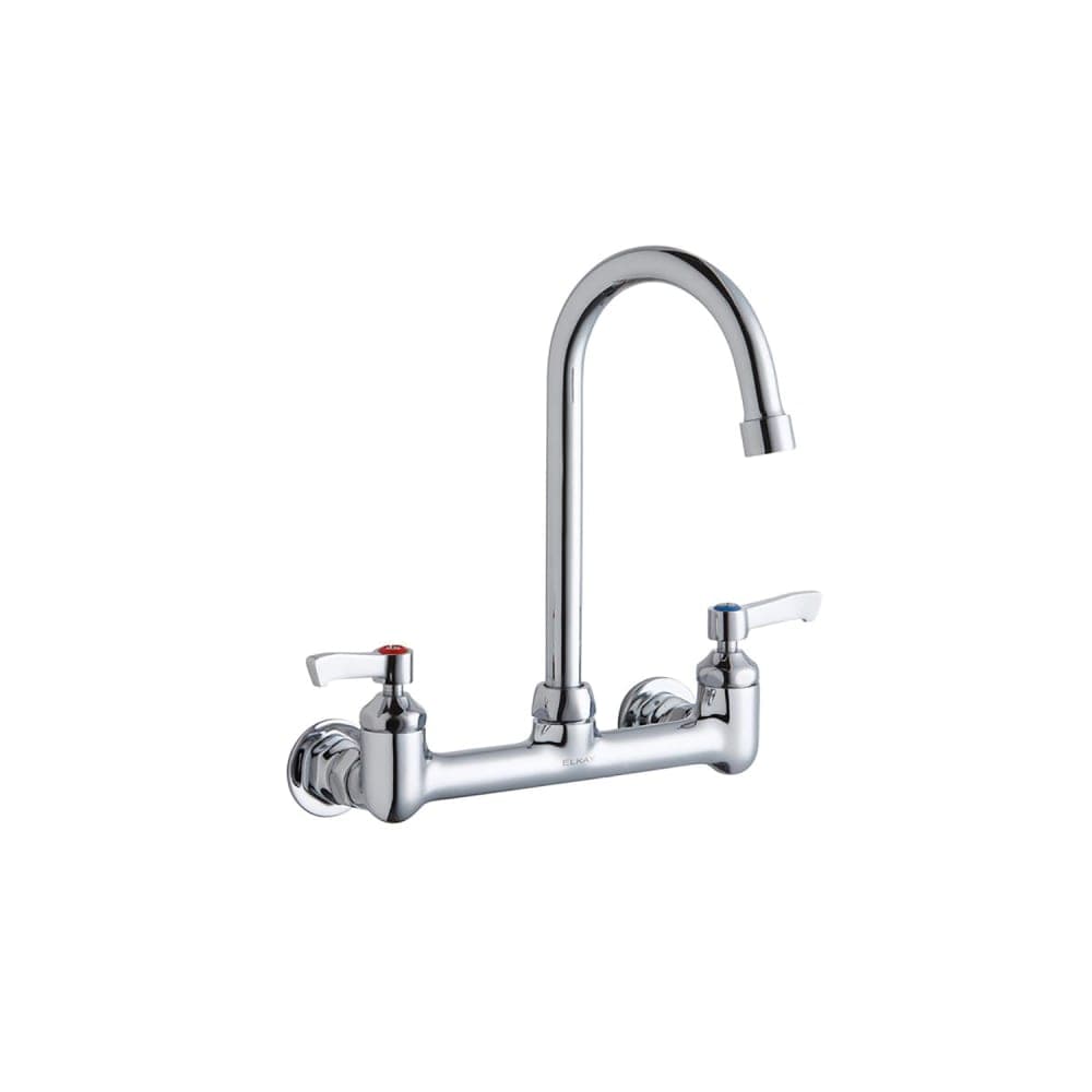 Elkay LK940GN05L2H Splash Mount Faucet w/ 5" Gooseneck Spout & 2" Wrist Blade Handles - 8" Centers