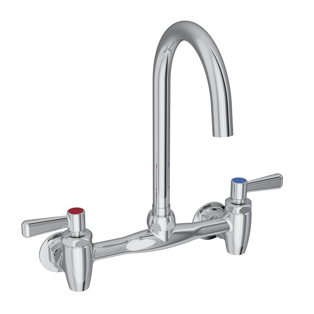 Elkay LK940GN05L2S Splash Mount Faucet w/ 5" Gooseneck Spout & 2" Wrist Blade Handles - 8" Centers