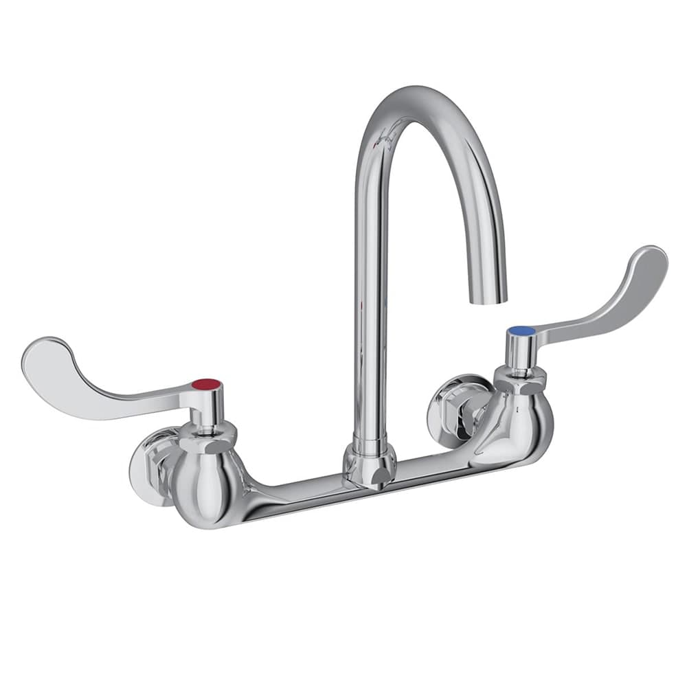 Elkay LK940GN05T4H Splash Mount Faucet w/ 5" Gooseneck Spout & 4" Wrist Blade Handles - 8" Centers