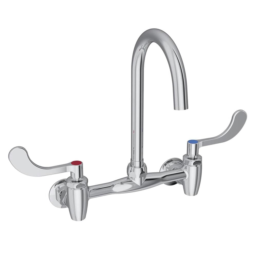 Elkay LK940GN05T4S Splash Mount Faucet w/ 5" Gooseneck Spout & 4" Wrist Blade Handles - 8" Centers