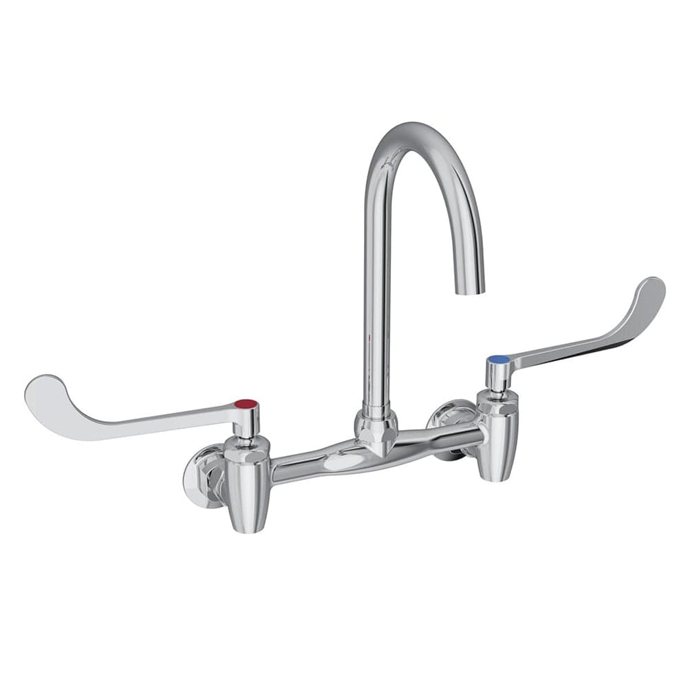 Elkay LK940GN05T6S Splash Mount Faucet w/ 5" Gooseneck Spout & 6" Wrist Blade Handles - 8" Centers