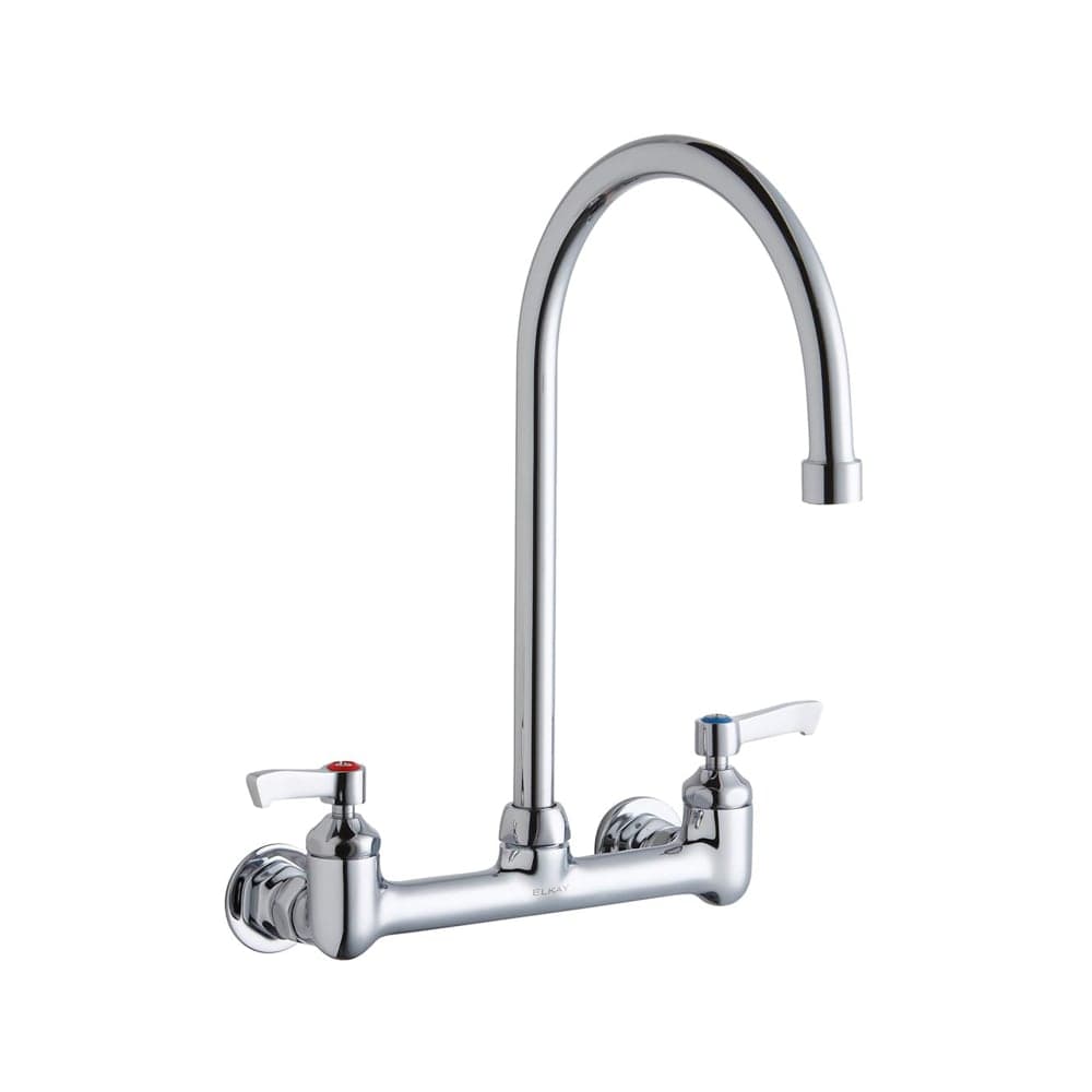 Elkay LK940GN08L2H Splash Mount Faucet w/ 8" Gooseneck Spout & 2" Wrist Blade Handles - 8" Centers