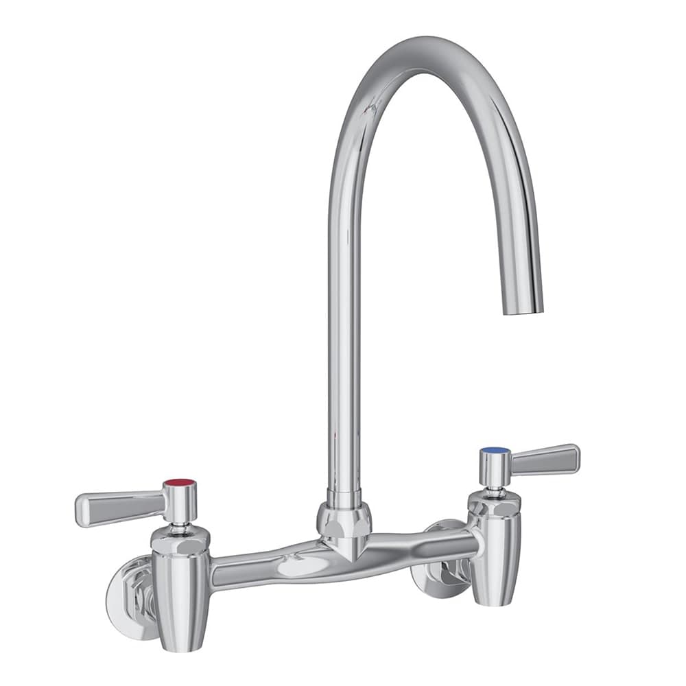 Elkay LK940GN08L2S Splash Mount Faucet w/ 8" Gooseneck Spout & 2" Wrist Blade Handles - 8" Centers