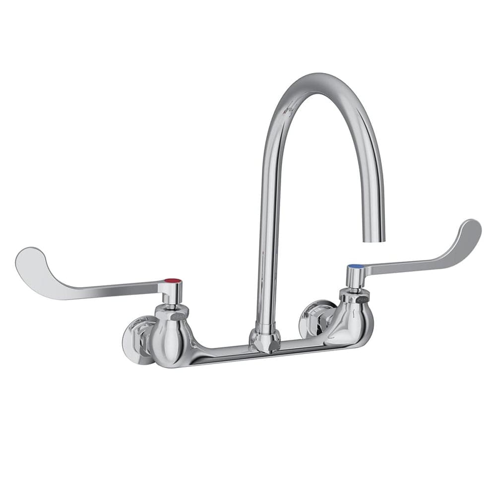 Elkay LK940GN08T6H Splash Mount Faucet w/ 8" Gooseneck Spout & 6" Wrist Blade Handles - 8" Centers