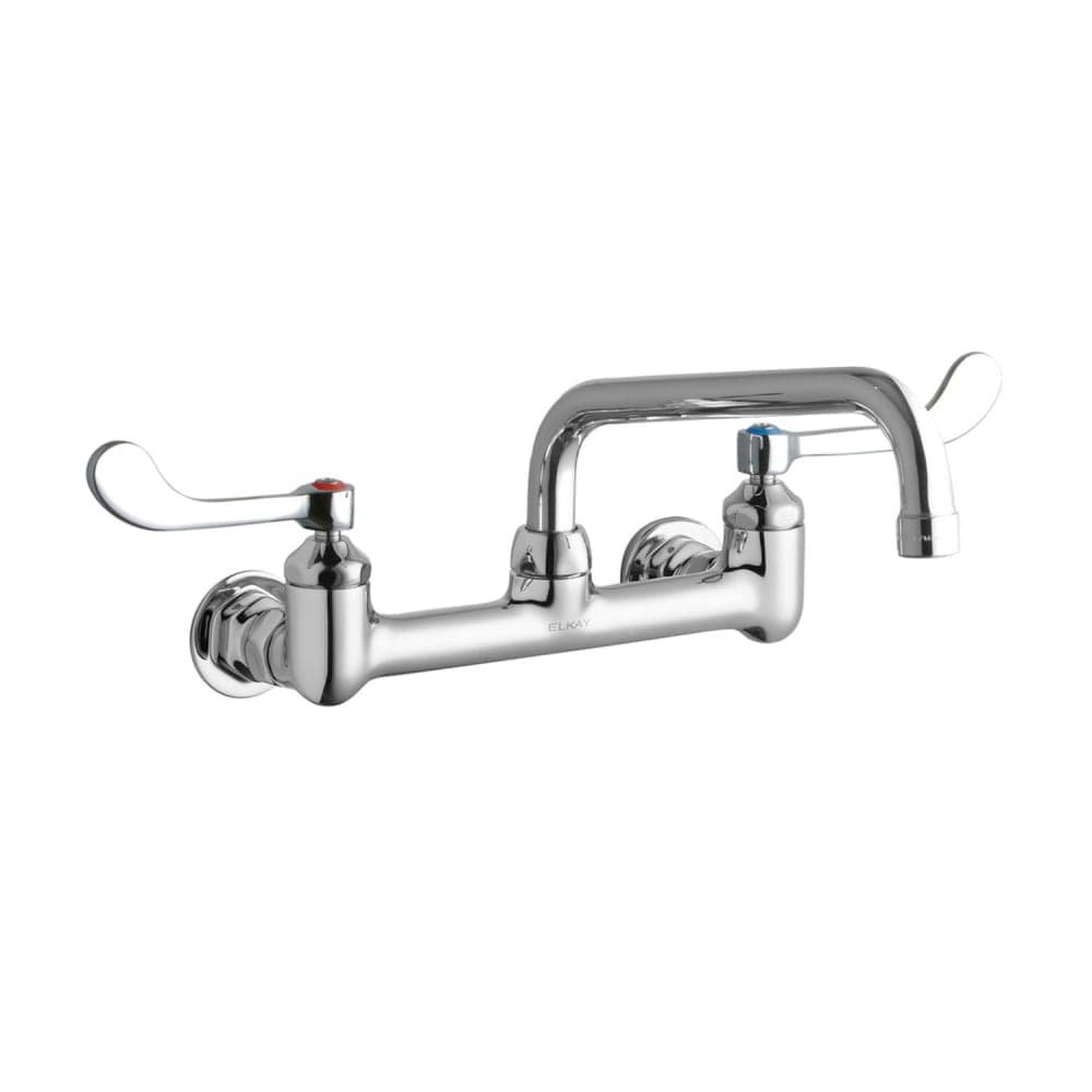 Elkay LK940TS08T4H Splash Mount Faucet w/ 10" High Arch Swing Spout & 4" Wrist Blade Handles - 8" Centers