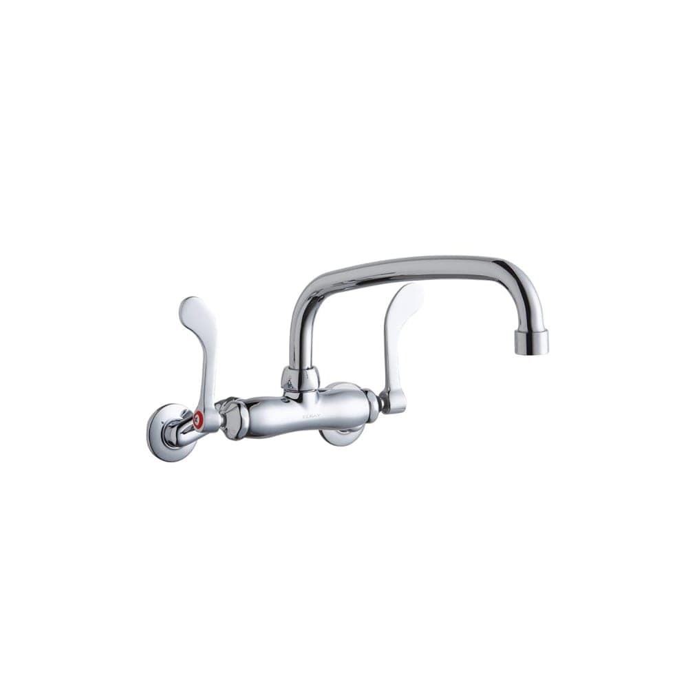 Elkay LK945AT10T4T Splash Mount Faucet w/ 10" Arched Swing Spout & 4" Wrist Blade Handles - 8" Centers