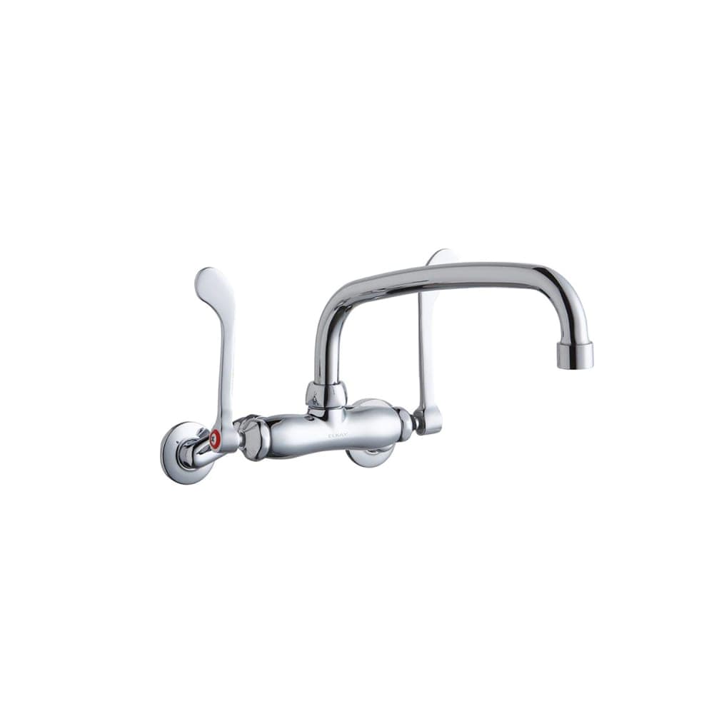 Elkay LK945AT10T6T Splash Mount Faucet w/ 10" Arched Swing Spout & 6" Wrist Blade Handles - 8" Centers