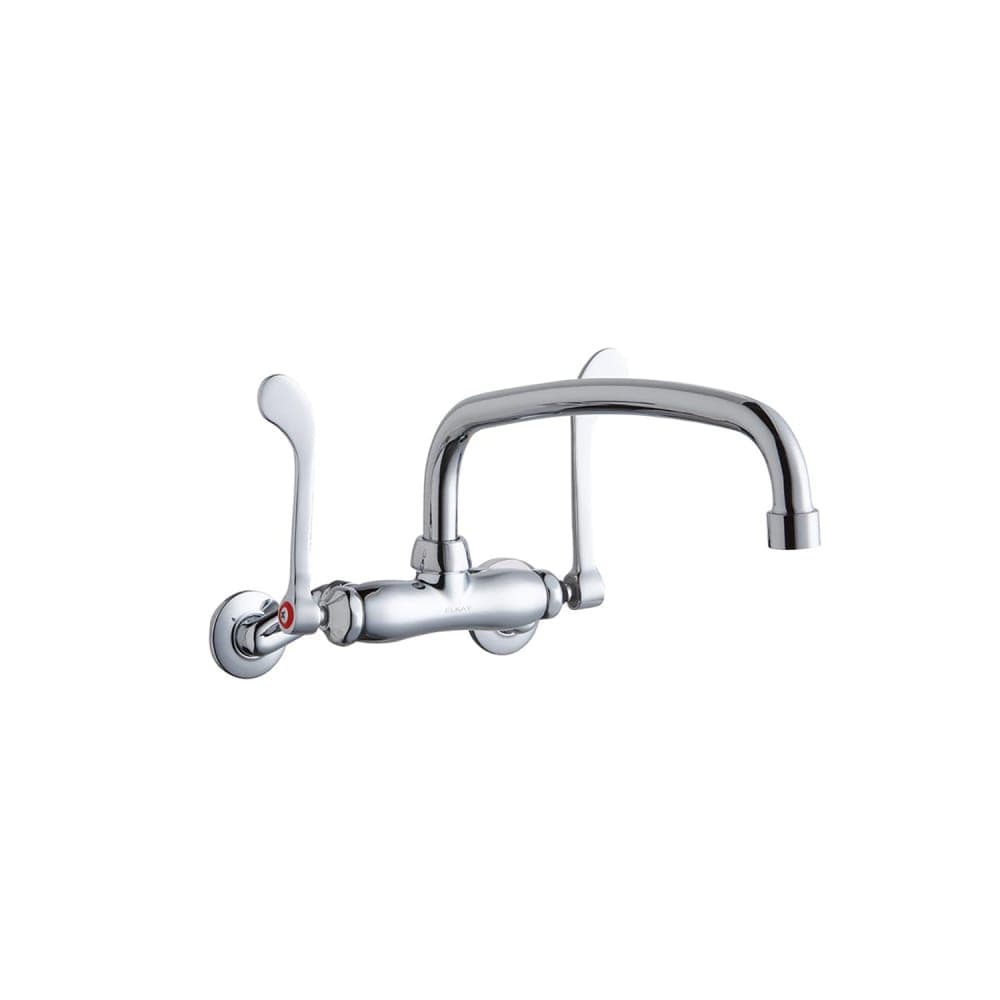 Elkay LK945AT12T6T Splash Mount Faucet w/ 12" Arched Swing Spout & 6" Wrist Blade Handles - 8" Centers
