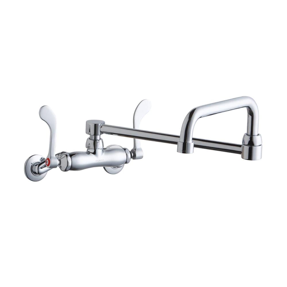 Elkay LK945DS20T4T Splash Mount Faucet w/ 19 1/2" Double Jointed Swing Spout & 4" Wrist Blade Handles - 8" Centers