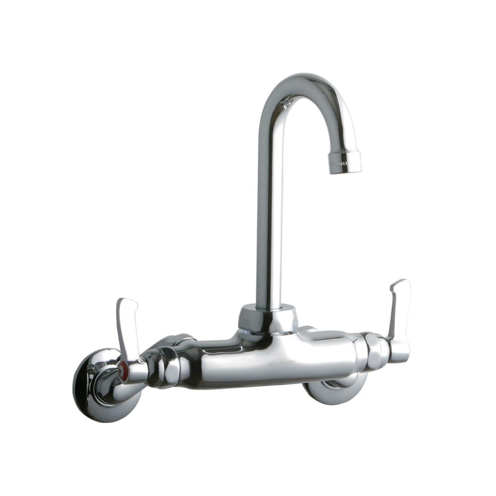 Elkay LK945GN04L2T Splash Mount Faucet w/ 4" Gooseneck Spout & 2" Wrist Blade Handles - 3 1/2" to 8" Centers