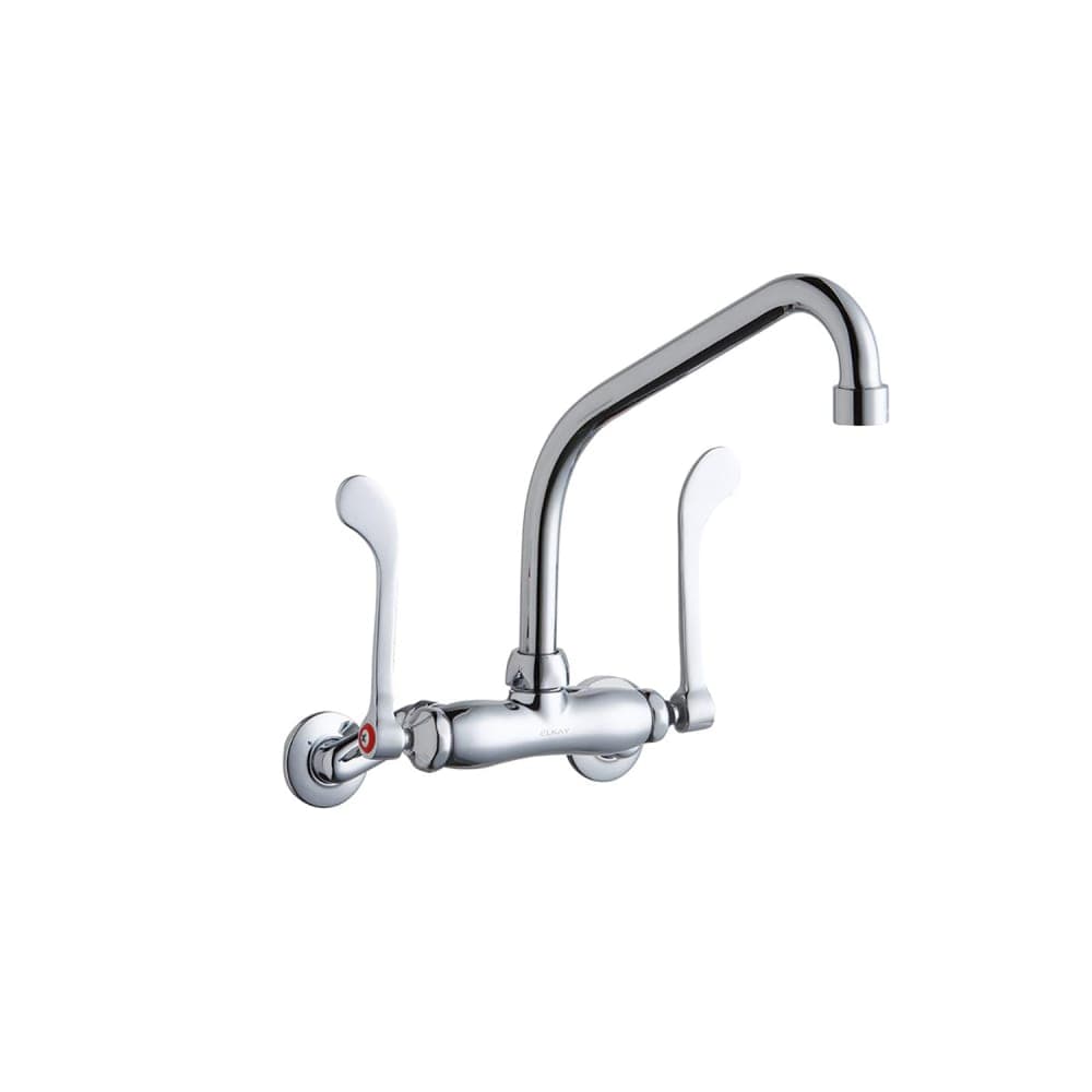 Elkay LK945HA08T6T Splash Mount Faucet w/ 8" High Arch Spout & 6" Wrist Blade Handles - 3 1/2" to 8" Centers