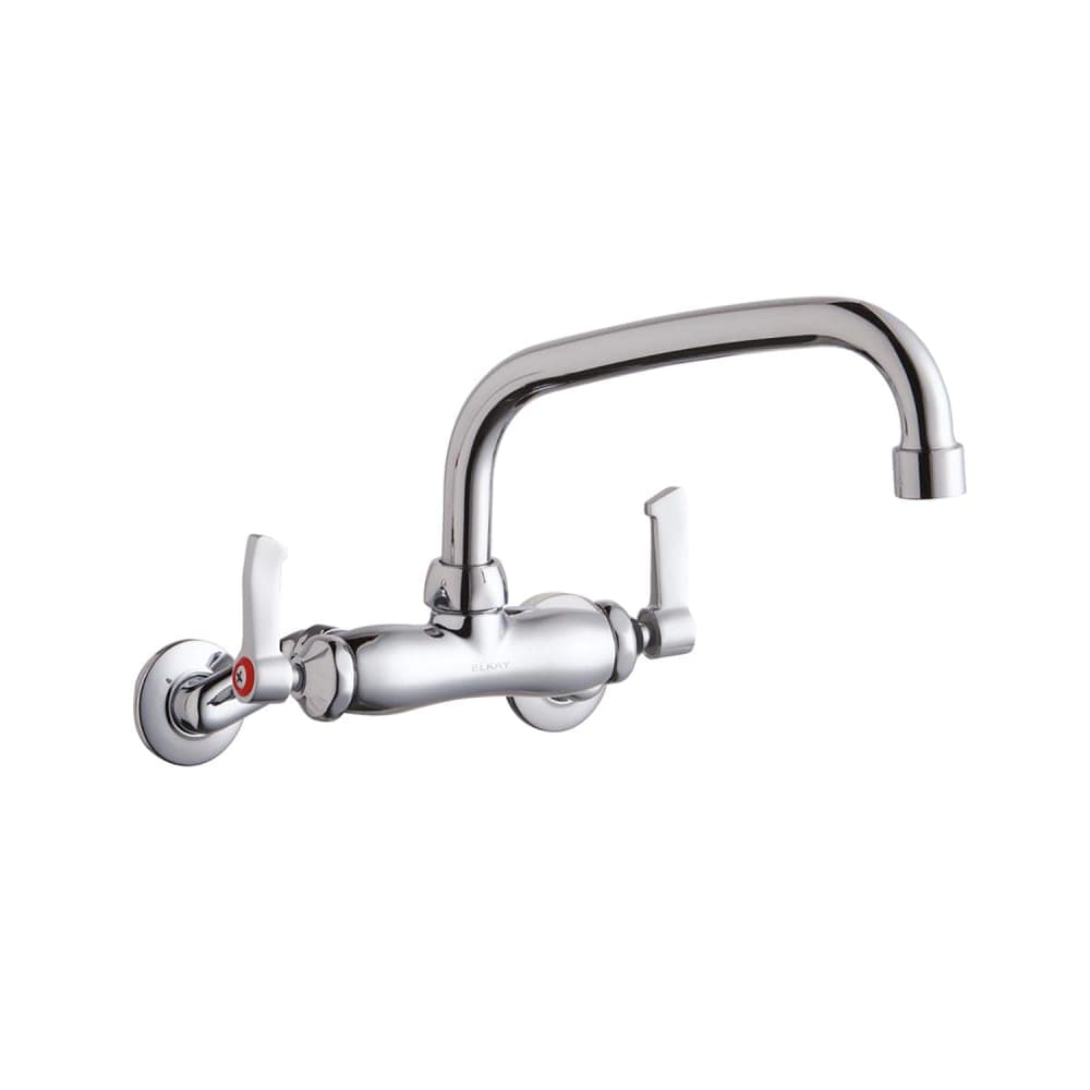 Elkay LK945TS08L2T Splash Mount Faucet w/ 8" Tube Spout & 2" Wrist Blade Handles - 3 1/2" to 8" Adjustable Centers