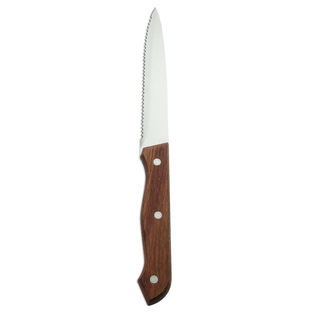 Libbey 200 1632 9 1/4" Steak Knife w/ Wooden Handle & Pointed Tip