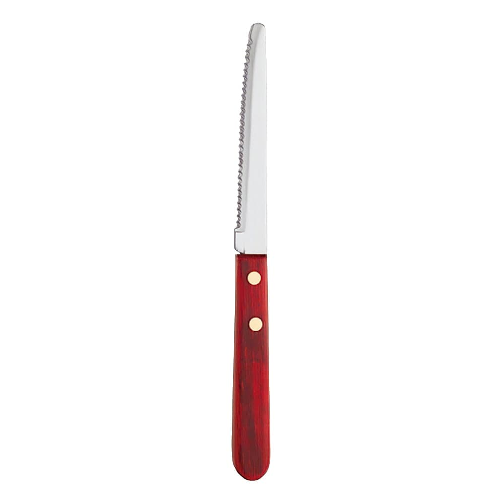 Libbey 200 1682 8 1/4" Steak Knife w/ Red Handle & Round Tip