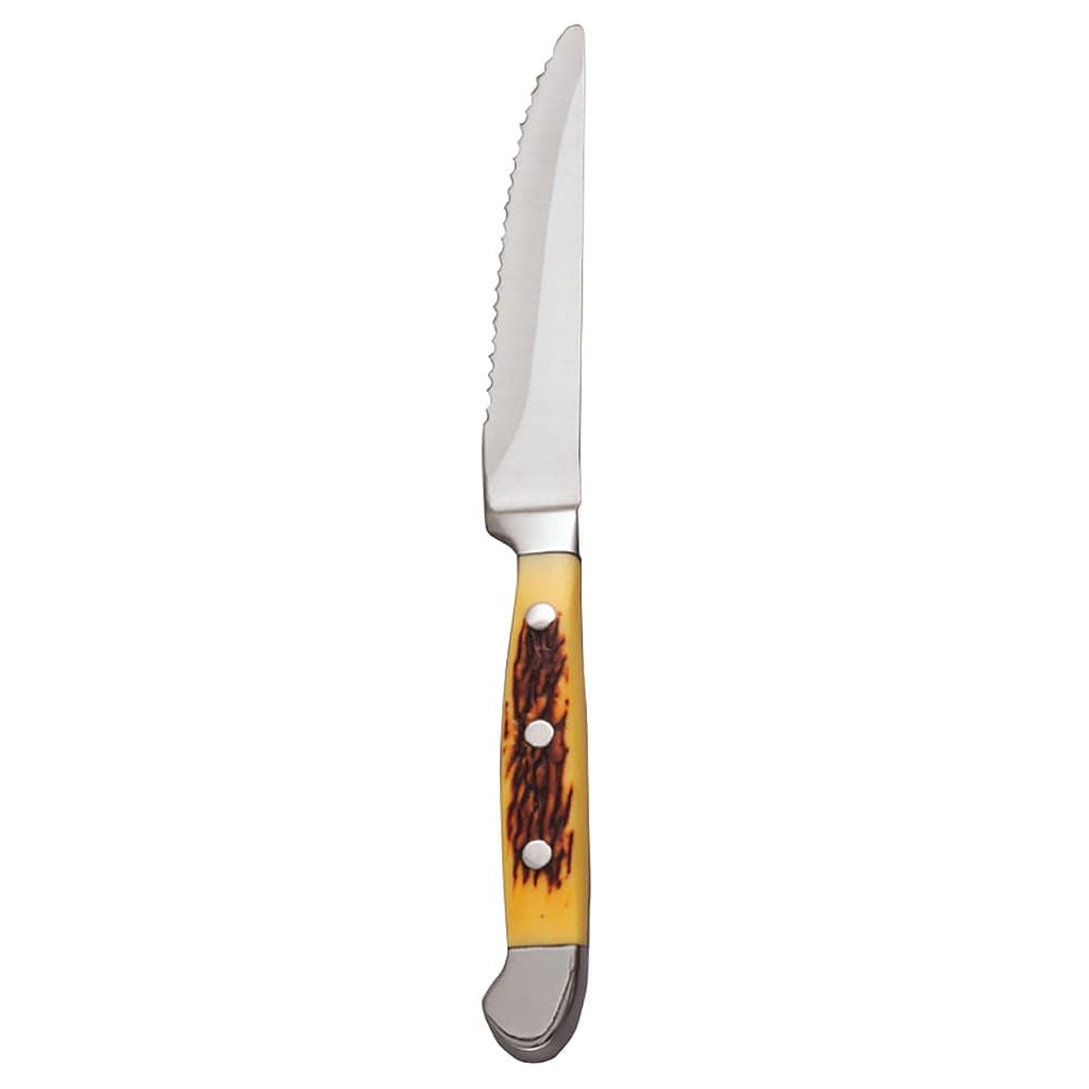 Libbey 201 2522 9" Steak Knife w/ Full Tang & Yellow Pom Handle