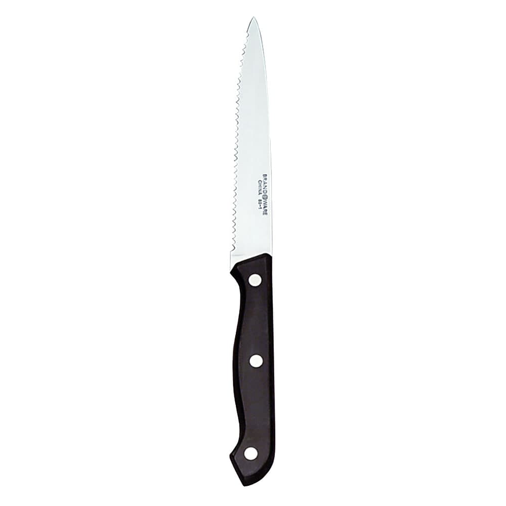 Libbey 201 2632 9 1/4" Steak Knife w/ Black Bakelite Handle & Pointed Tip