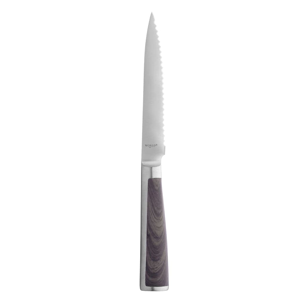 Libbey 2012832 9 1/4" Serrated Frontier Steak Knife w/ Brown Handle