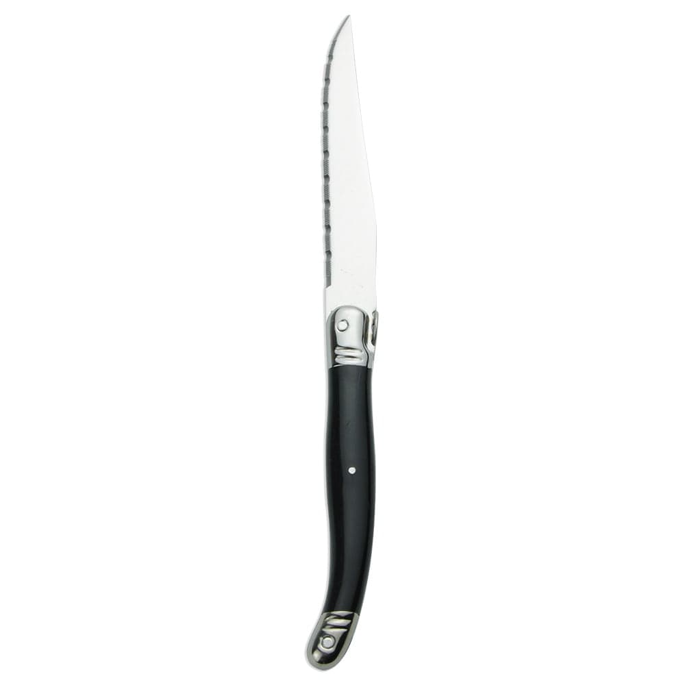 Libbey 201 2882 9 1/8" Steak Knife w/ Plastic Handle & Pointed Tip, Black, Slim EuroStyle